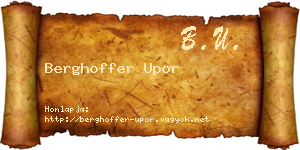 Berghoffer Upor névjegykártya
